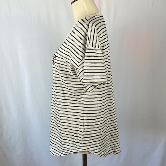 Madewell Ivory with Black Stripes 100% Cotton "This or That" Tee - Size Medium - Picture 4 of 13
